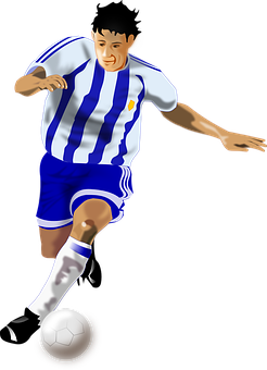 Soccer_ Player_in_ Blue_and_ White_ Stripes