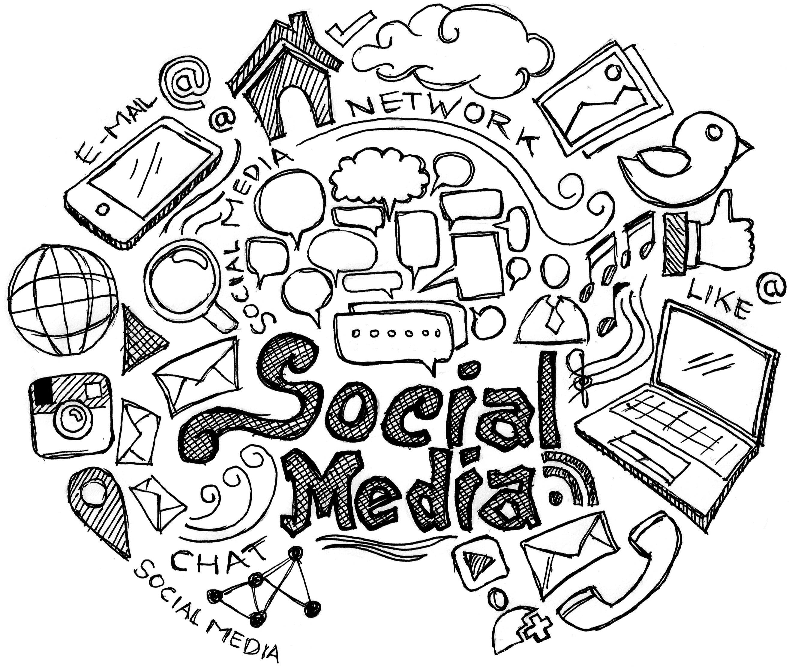 Social Media Doodle Collage