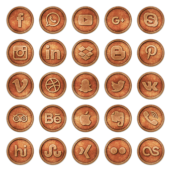 Social Media Icons Copper Texture