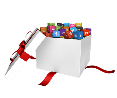 Social Media Icons Gift Box