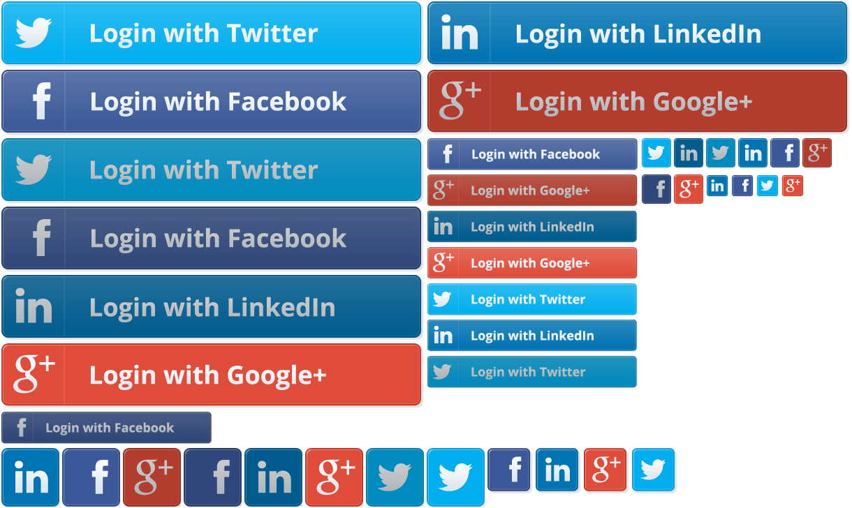 Social Media Login Buttons Collection