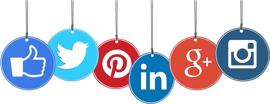 Social Media Platform Icons Hanging Signs