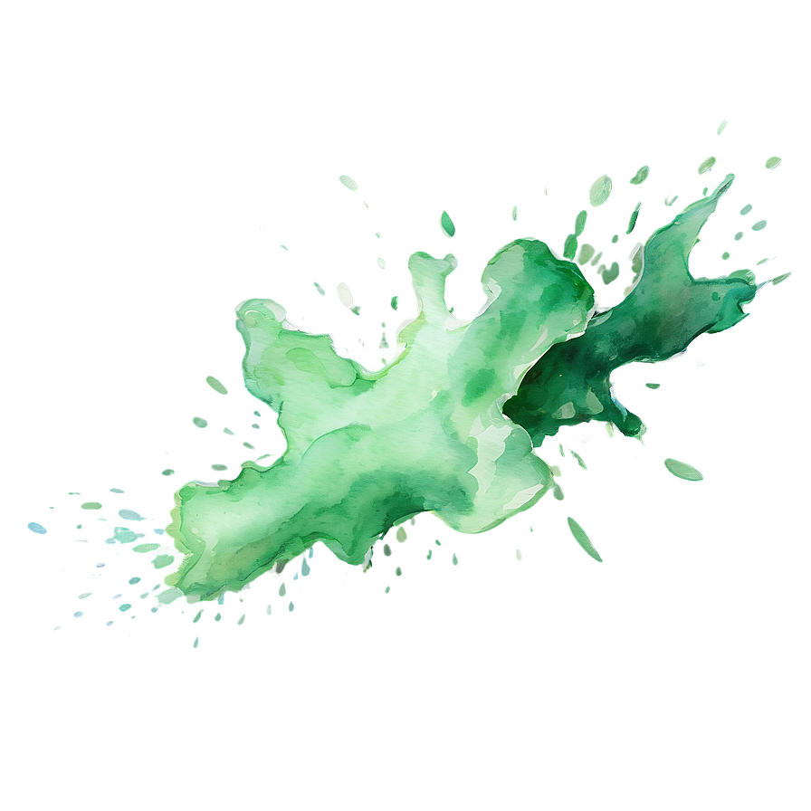 Soft Green Watercolor Splash Png 26