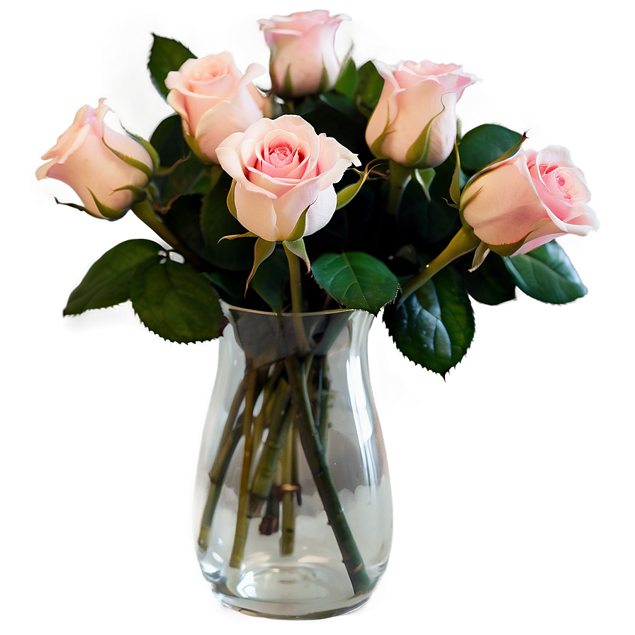 Soft Pink Roses Arrangement Png Wfu42