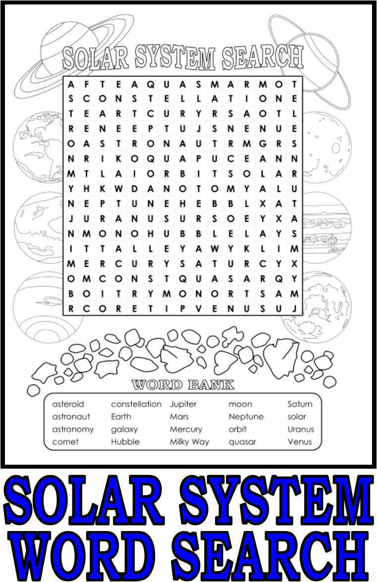 Solar System Word Search Puzzle