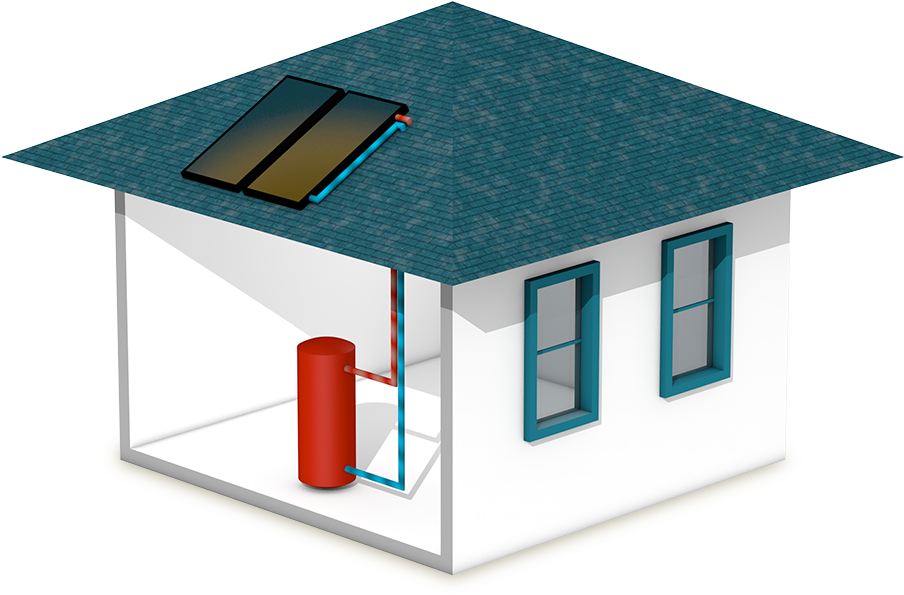 Solar Water Heating System Isometric View