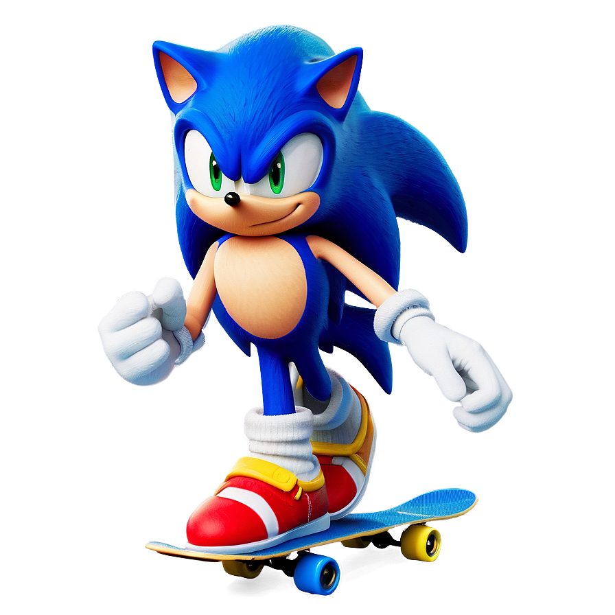 Sonic Skateboarding Action Png Fnv