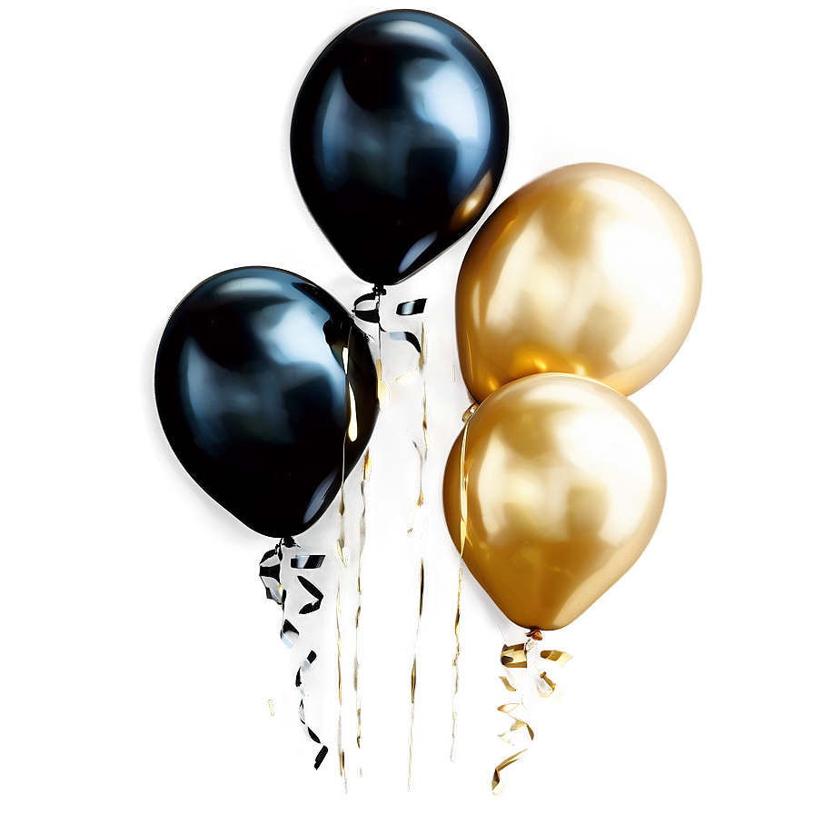 Sophisticated Black Gold Balloons Png 41