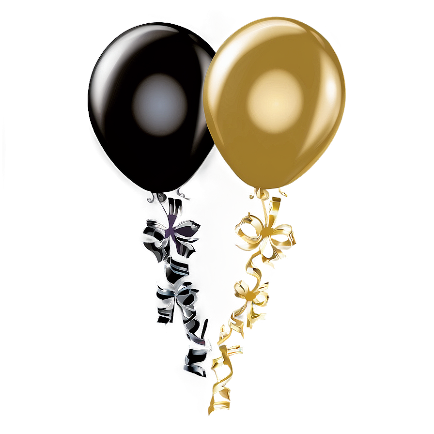 Sophisticated Black Gold Balloons Png Hnd