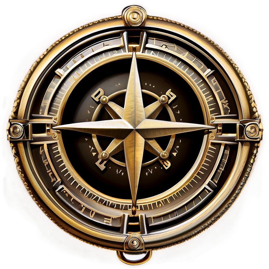 Sophisticated Bronze Compass Png 06252024