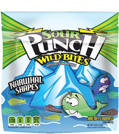 Sour Punch Wild Bites Narwhal Shapes Candy Package