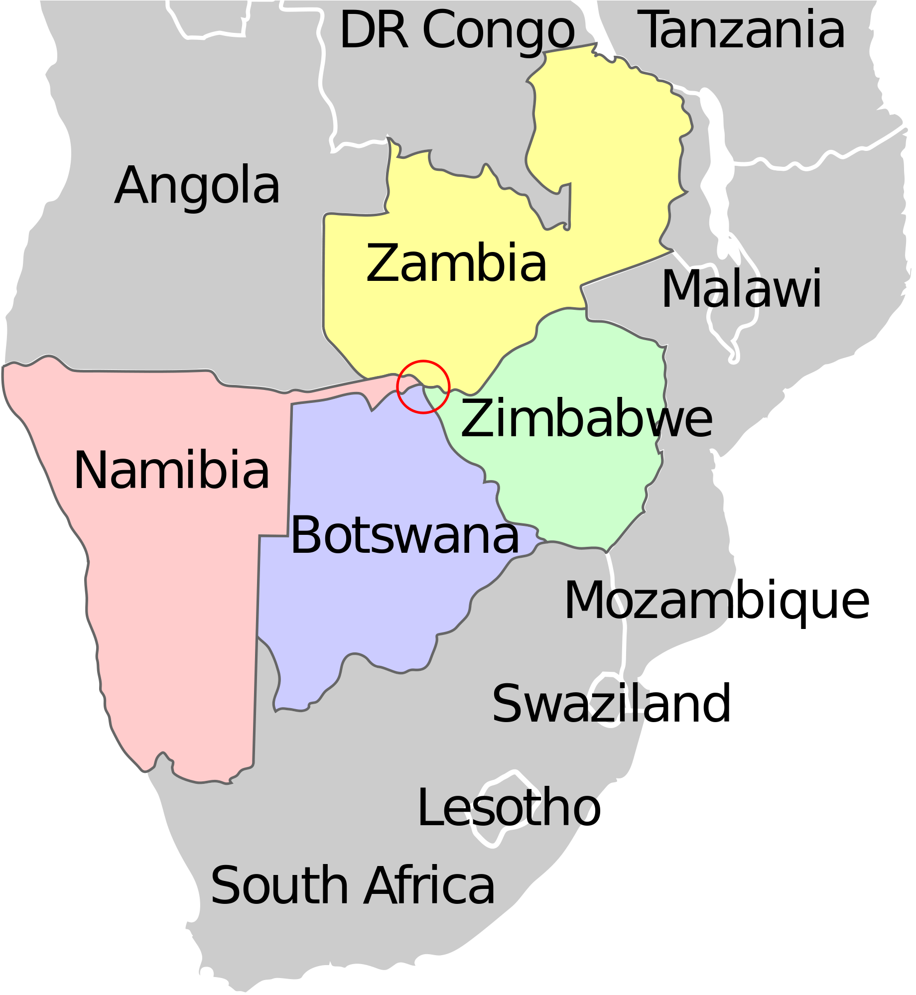 Southern Africa Map Namibia Highlighted