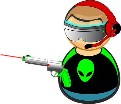 Space Agentwith Alienand Ray Gun