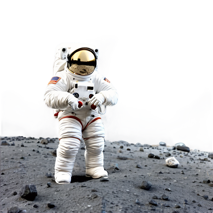 Spaceman In Lunar Landscape Png Oca