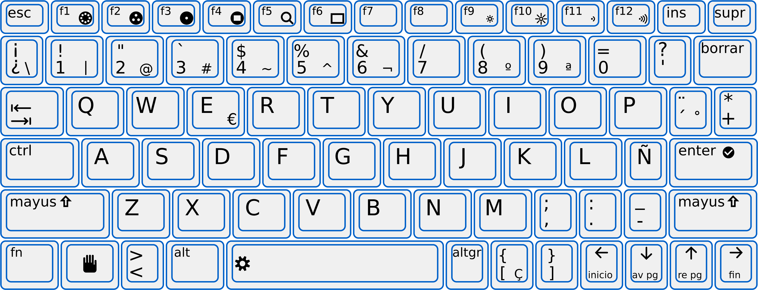 Spanish Layout Keyboard Illustration