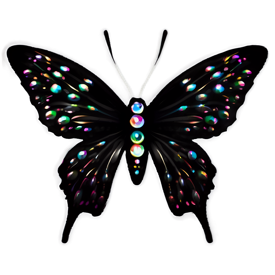 Sparkling Black Butterfly Png Aap75