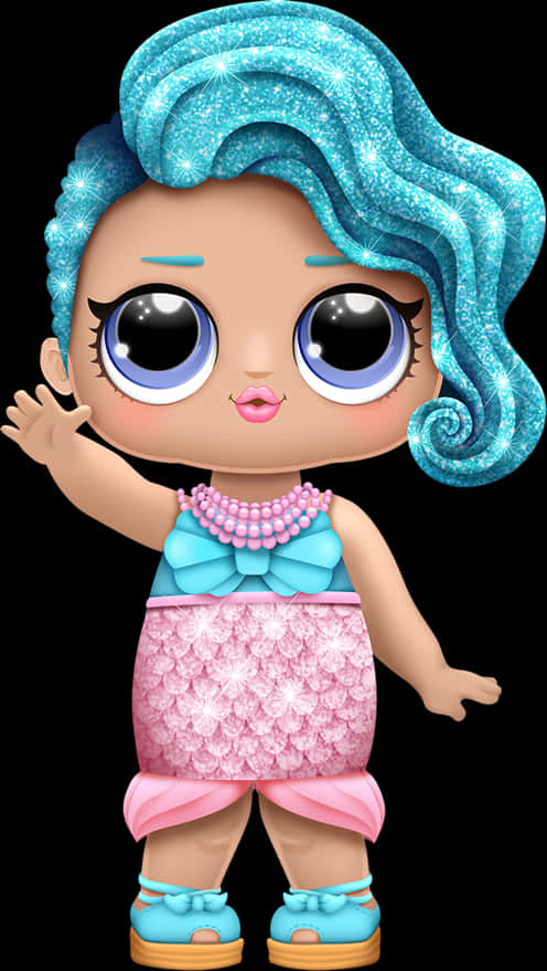 Sparkling Blue Haired Doll