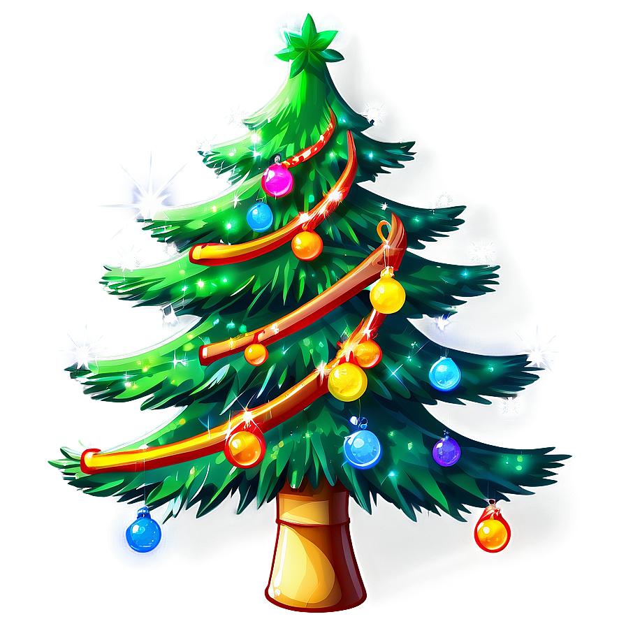 Sparkling Christmas Tree Illustration Png 06132024