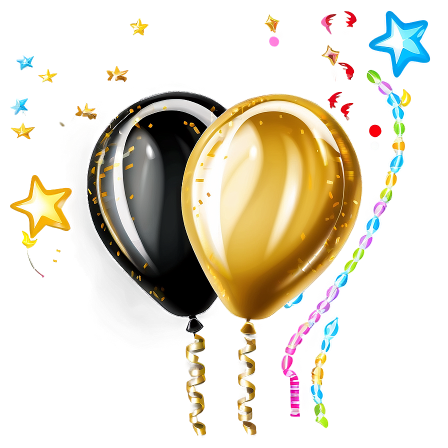 Sparkling Gold And Black Balloons Png 20