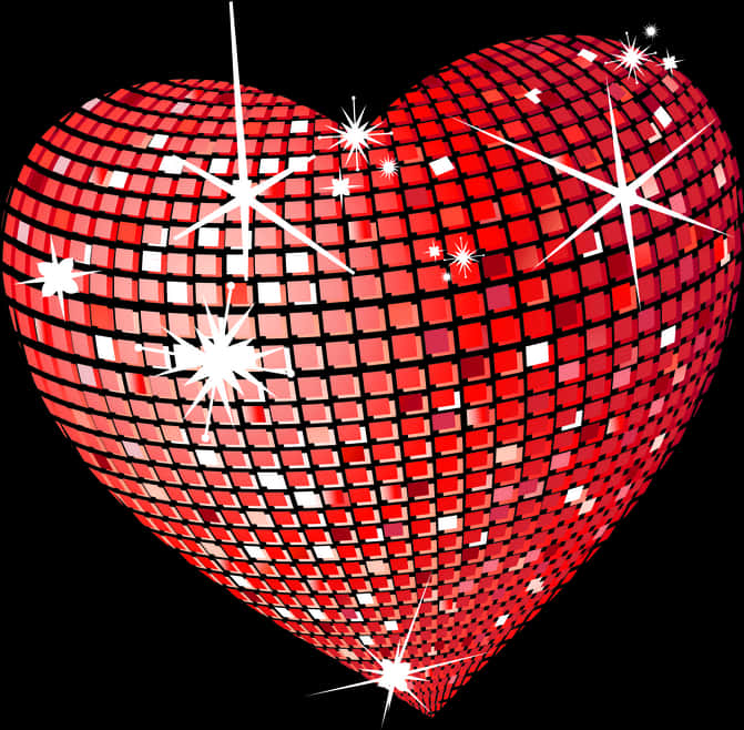 Sparkling Red Mosaic Heart