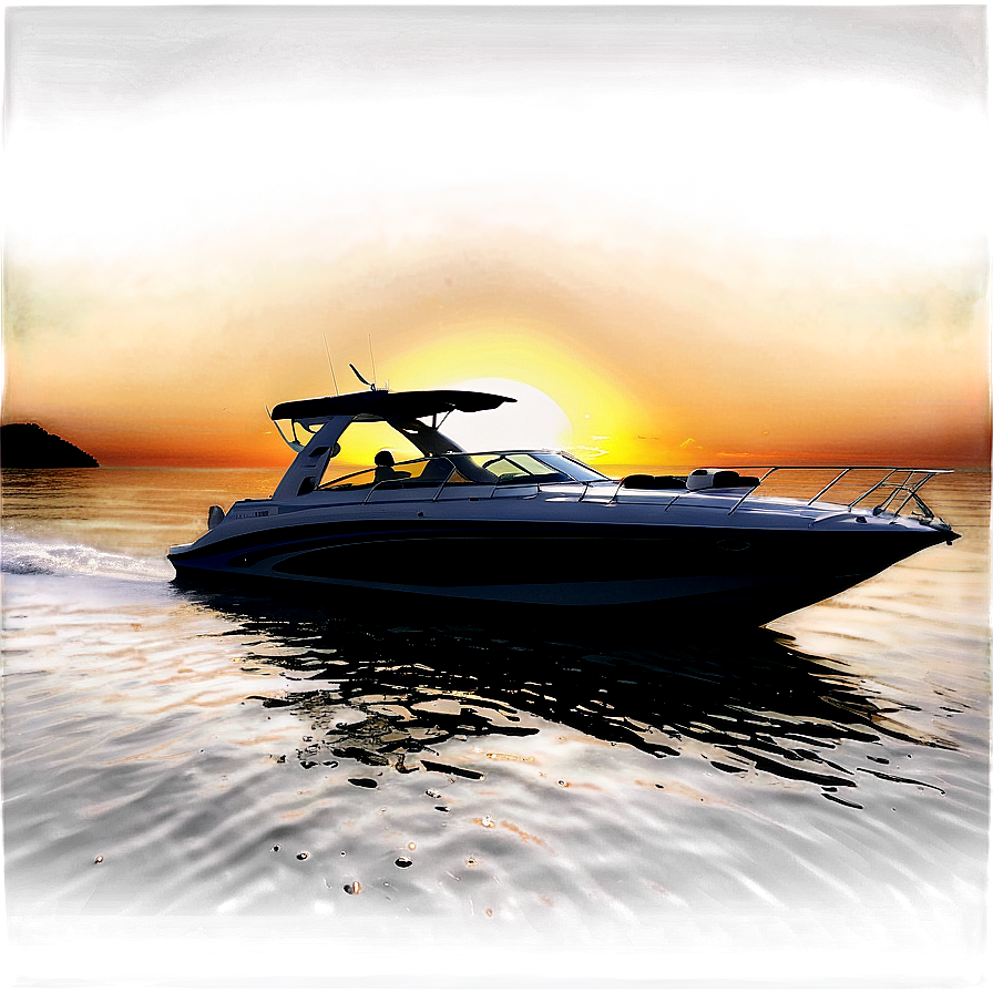 Speed Boat Sunset View Png 81