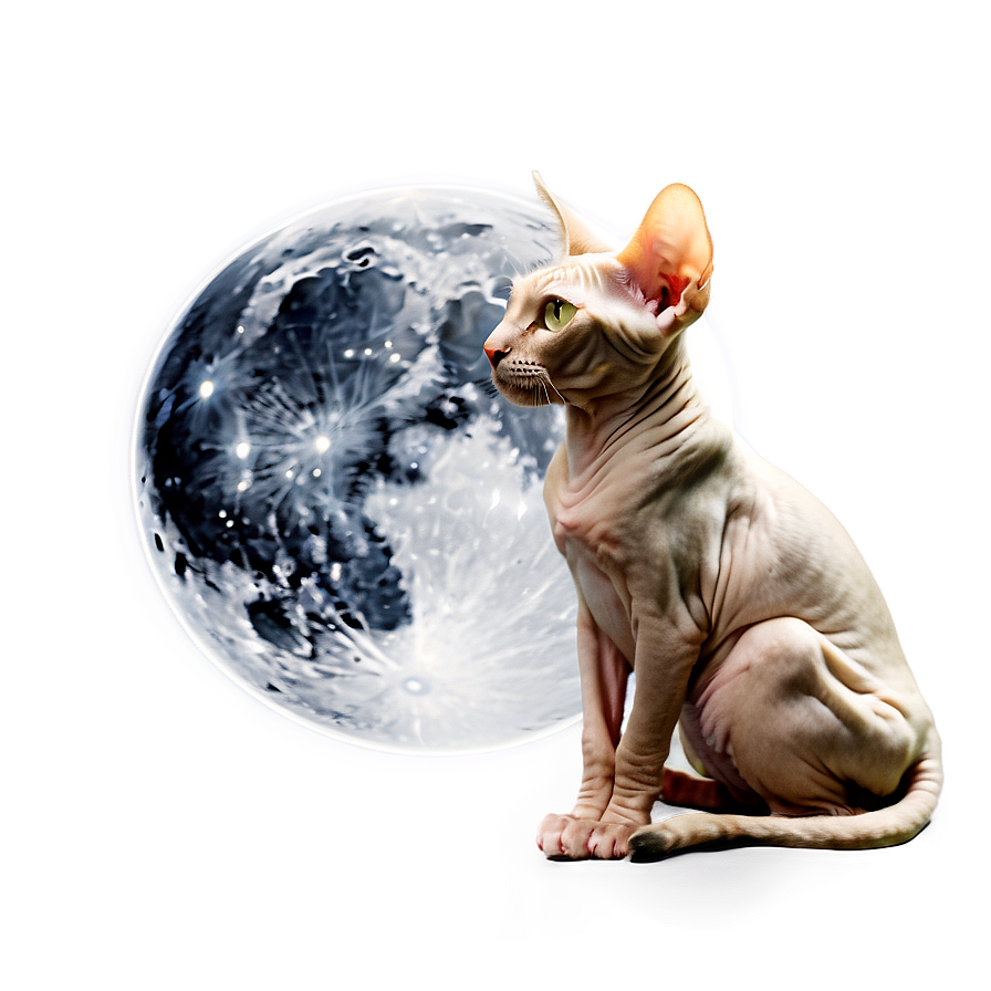 Sphynx Cat And Full Moon Night Png Psj64