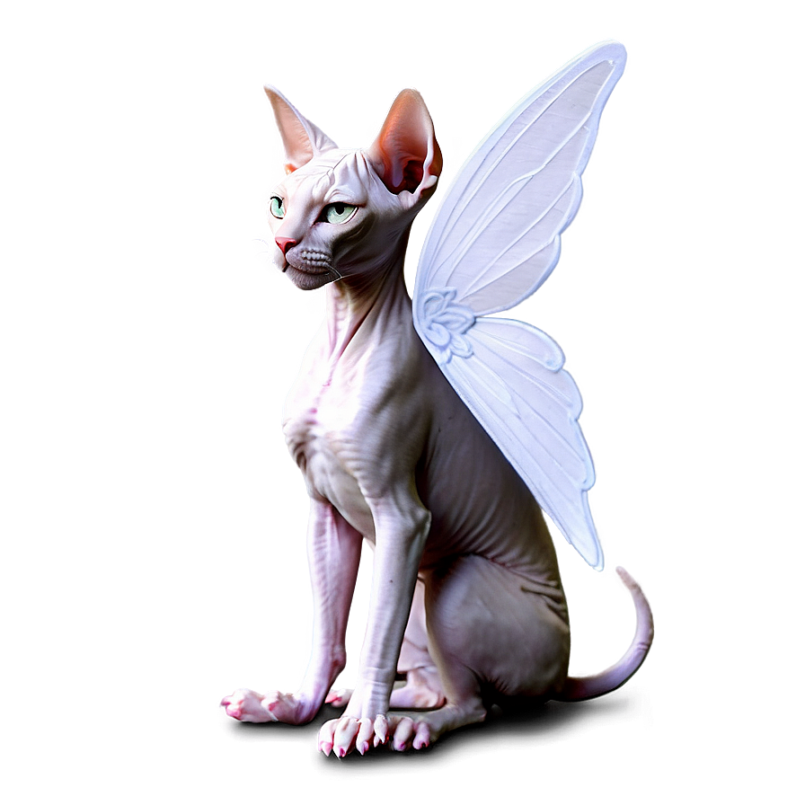 Sphynx Cat Angel Wings Fantasy Png 06292024