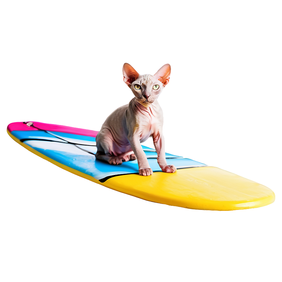 Sphynx Cat Surfing Summer Vibes Png Stp