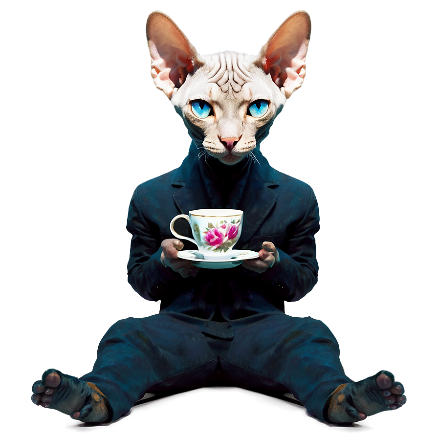 Sphynx Cat Tea Party Elegance Png Cfh