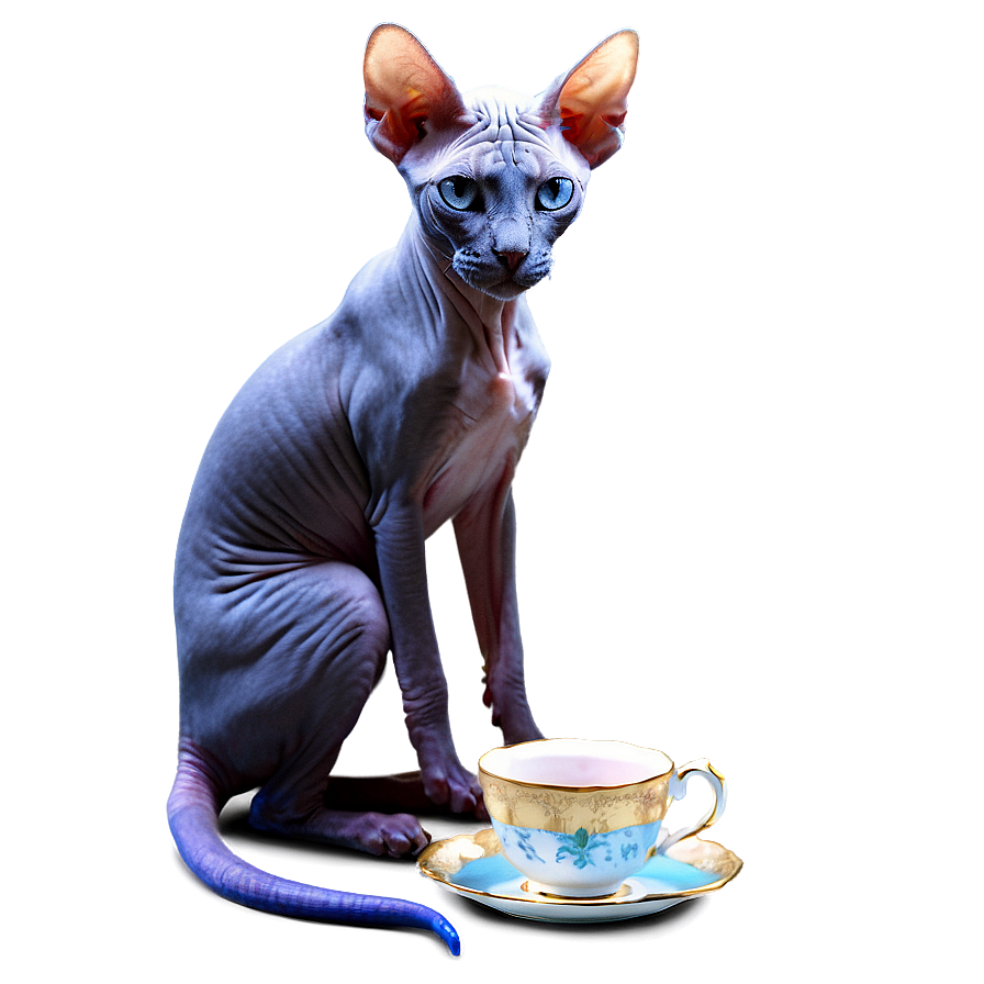 Sphynx Cat Tea Party Elegance Png Cxt47