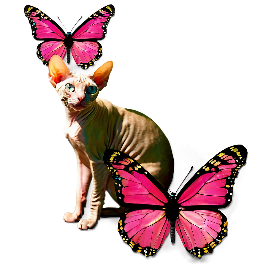 Sphynx Cat With Butterfly Png 06292024