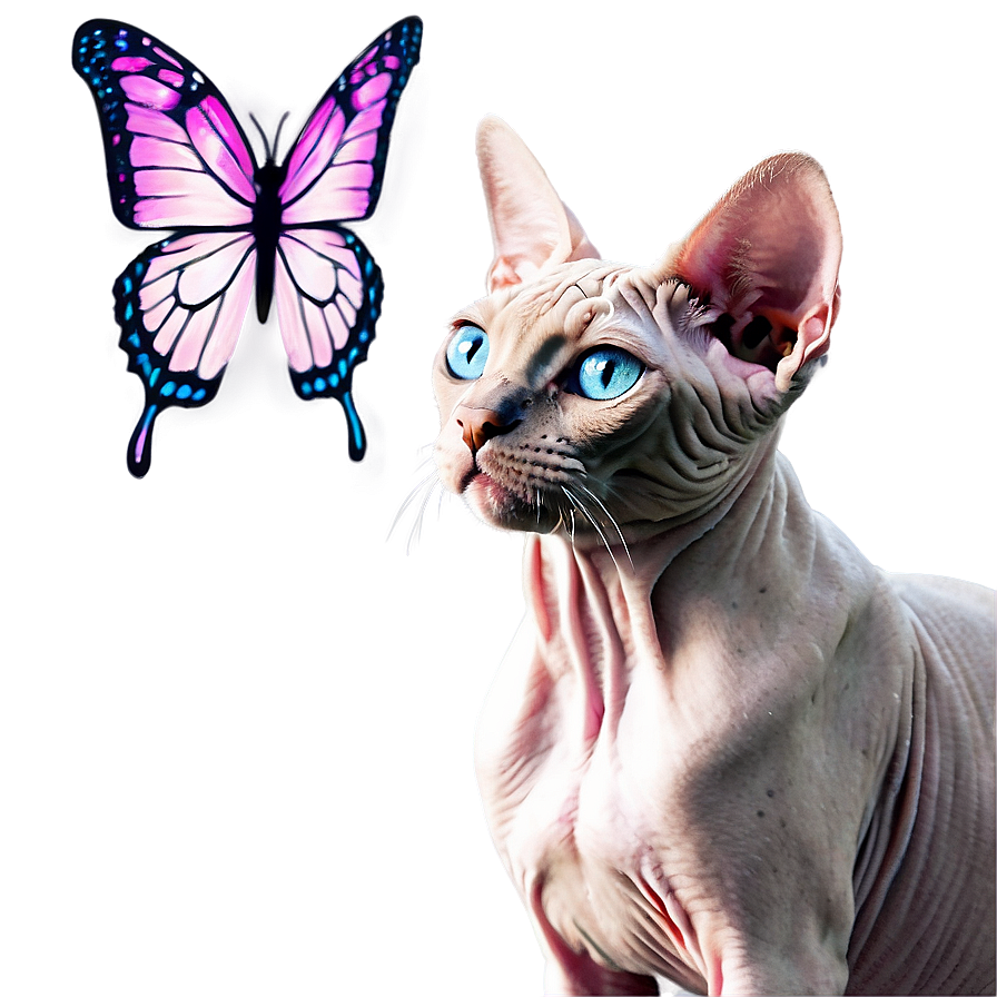 Sphynx Cat With Butterfly Png Arc49