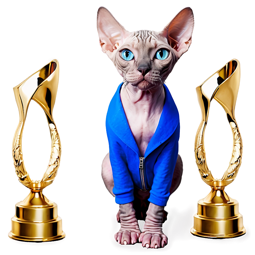 Sphynx Cat With Trophy Winner Pose Png Qpw