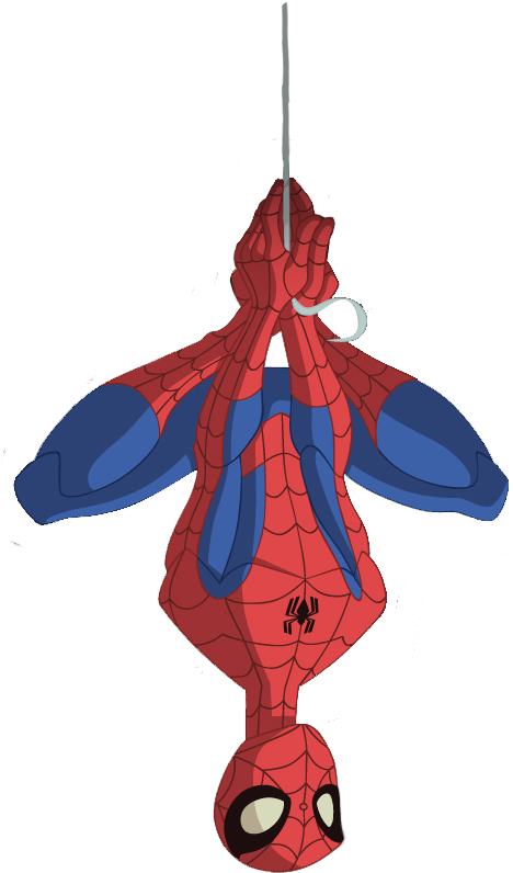 Spider Man Cartoon Hanging Upside Down