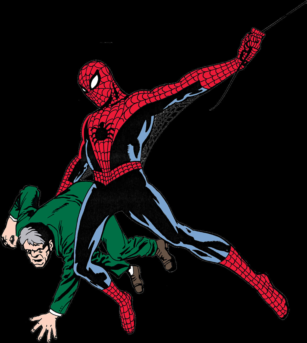 Spiderman Swinging Action Clipart