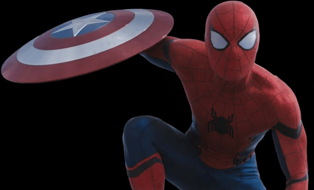 Spiderman With Captain Americas Shield