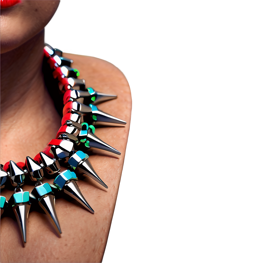 Spiked Choker With Beaded Detail Png Csf8