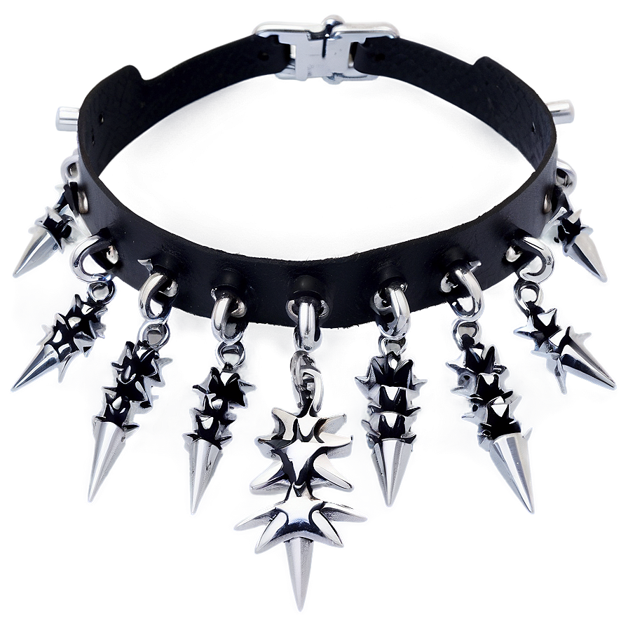 Spiked Choker With Charms Png Ila52