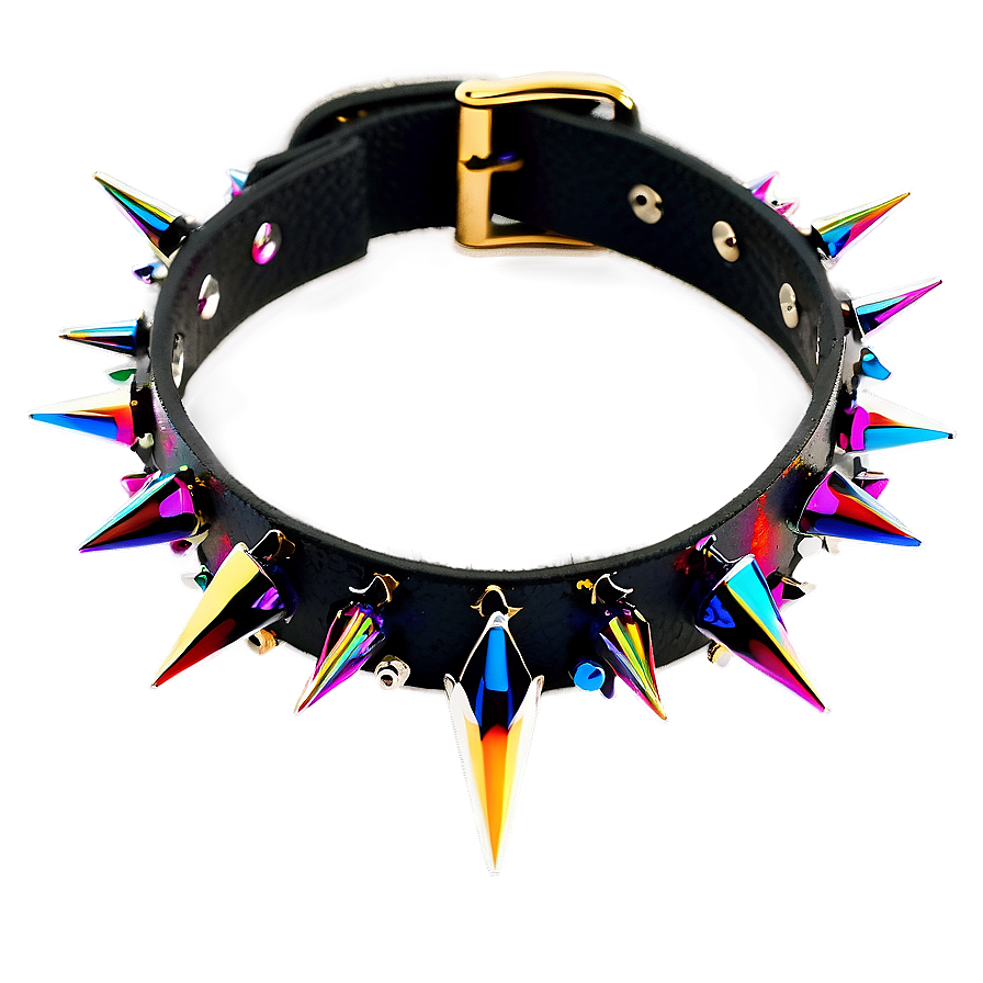 Spiked Choker With Colored Studs Png 06282024