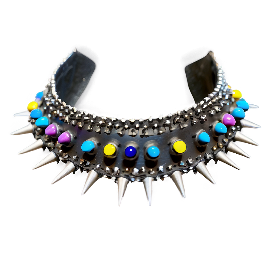 Spiked Choker With Colored Studs Png 06282024