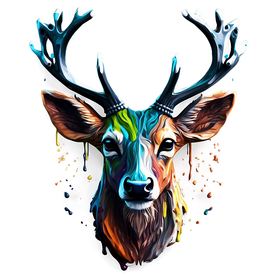 Splattered Paint Deer Head Png 06212024