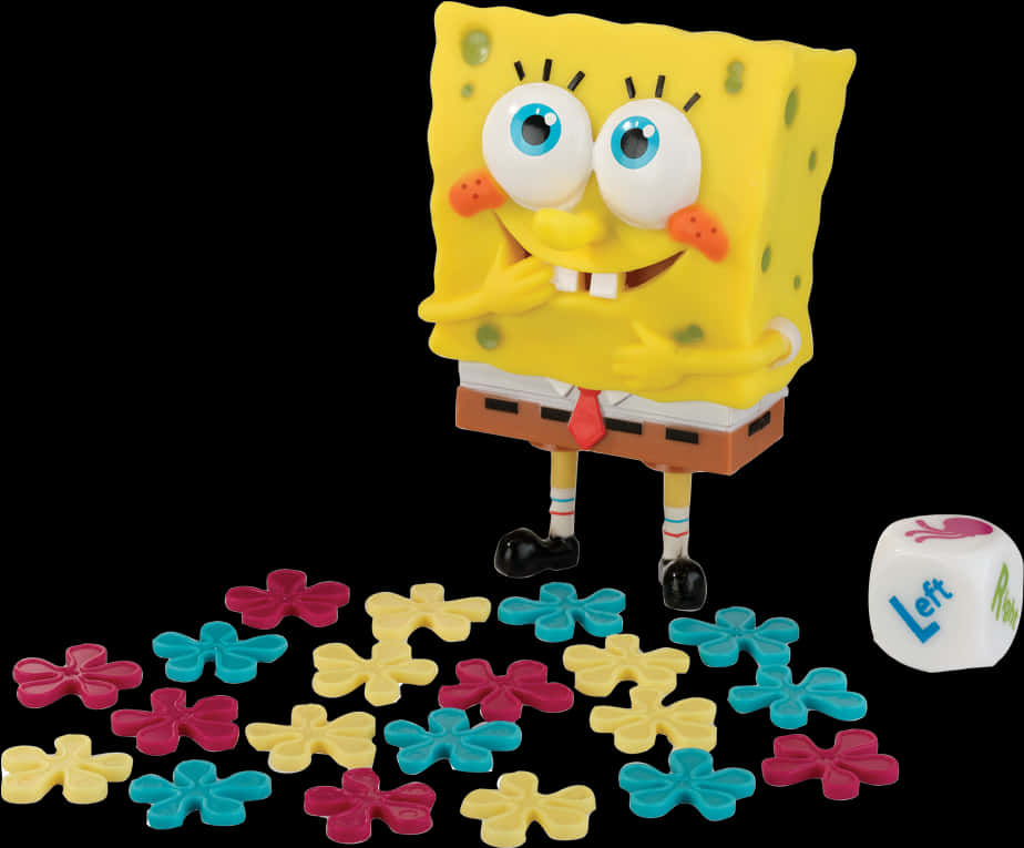 Sponge Bob Figure With Colorful Game Pieces