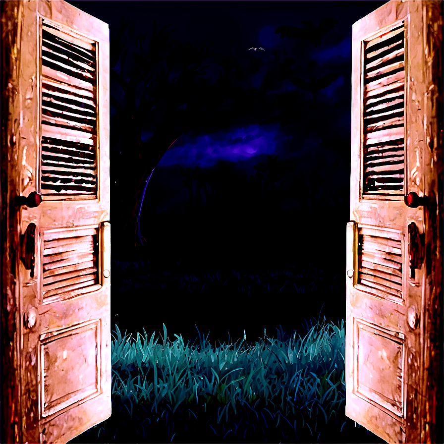 Spooky Open Door At Night Png Udm