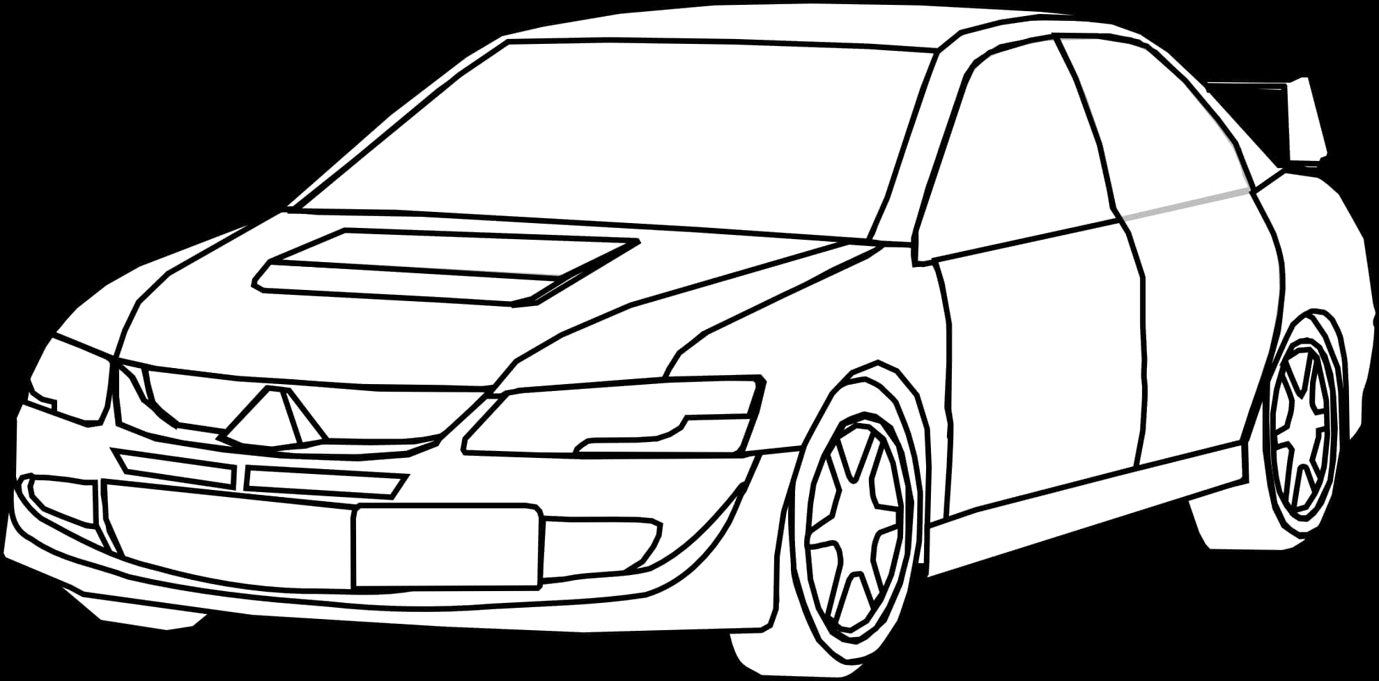 Sporty Sedan Line Art