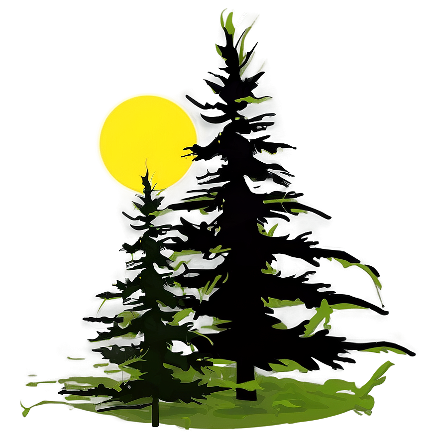 Spruce Tree In Full Moon Light Png 3