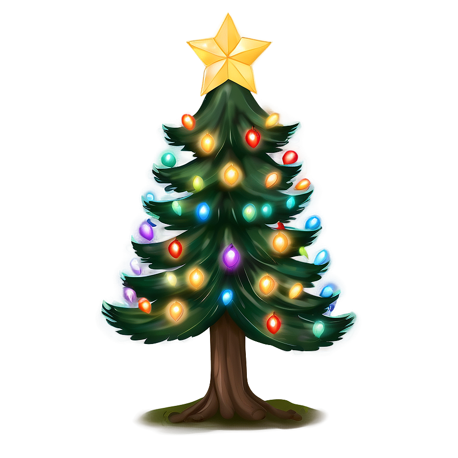 Spruce Tree With Christmas Lights Png Tsi56