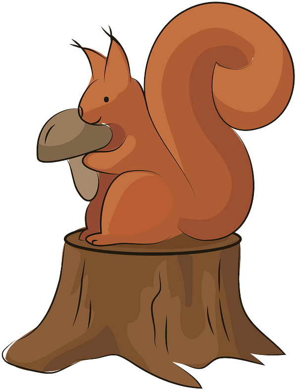 Squirrel_ Holding_ Mushroom_ On_ Stump