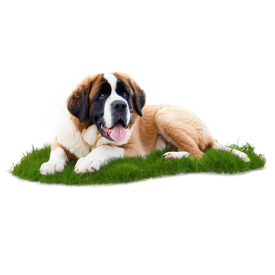 St Bernard Relaxing In Grass Png Ejm57