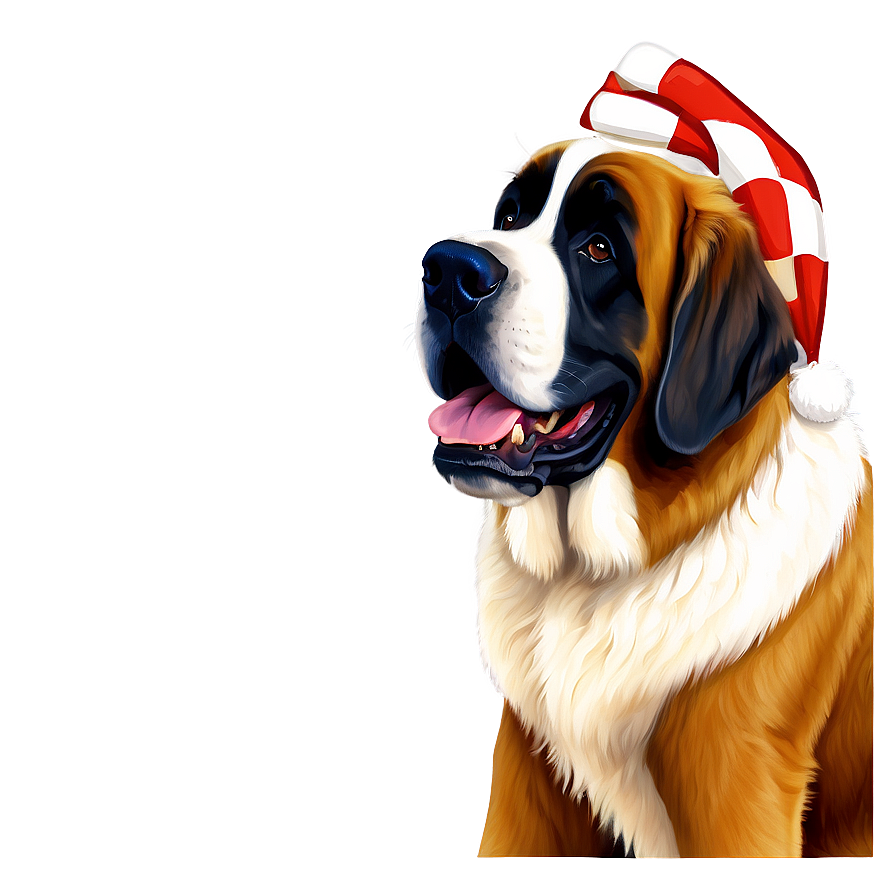 St Bernard With Festive Bow Png Grs