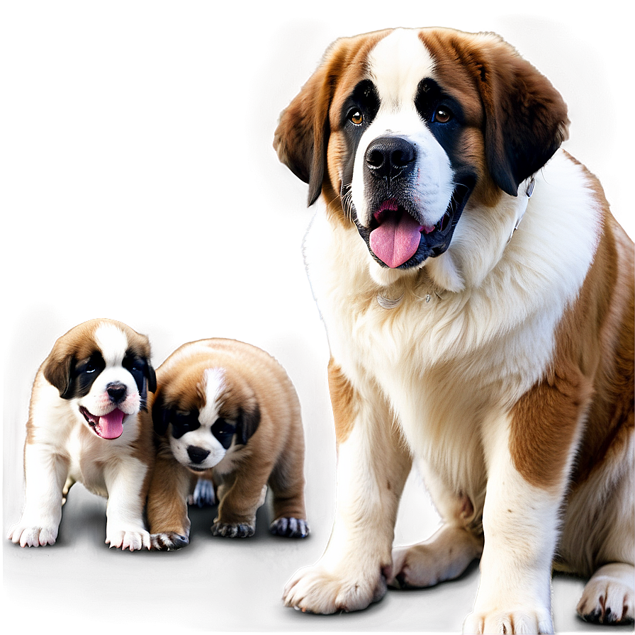 St Bernard With Puppies Png Mwi82